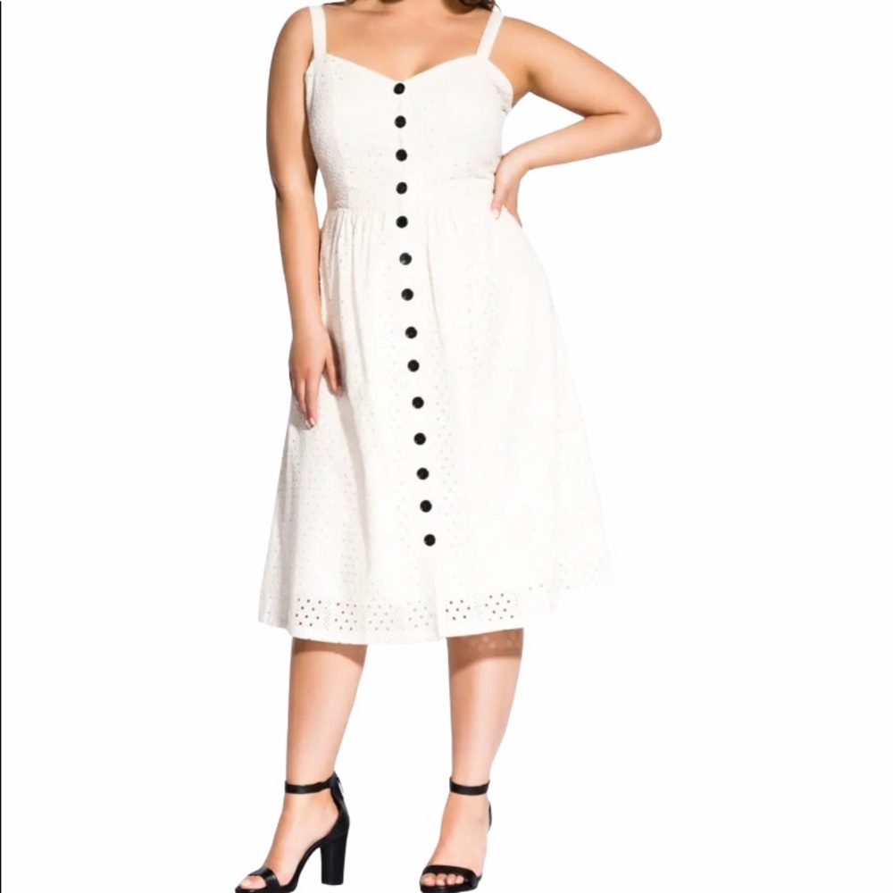 City Chic Eyelet Love Dress, Ecru, Sz 2XL/24